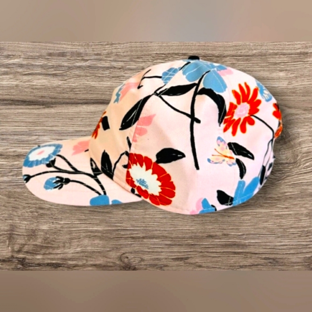 NEW Kate Spade Pearl Blush Pink Floral Tropical Hat Summer Embriodered Spade Cap - Picture 8 of 12